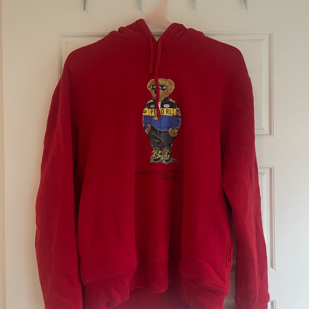 Ralph Lauren Red Hoodie with Bear Motif